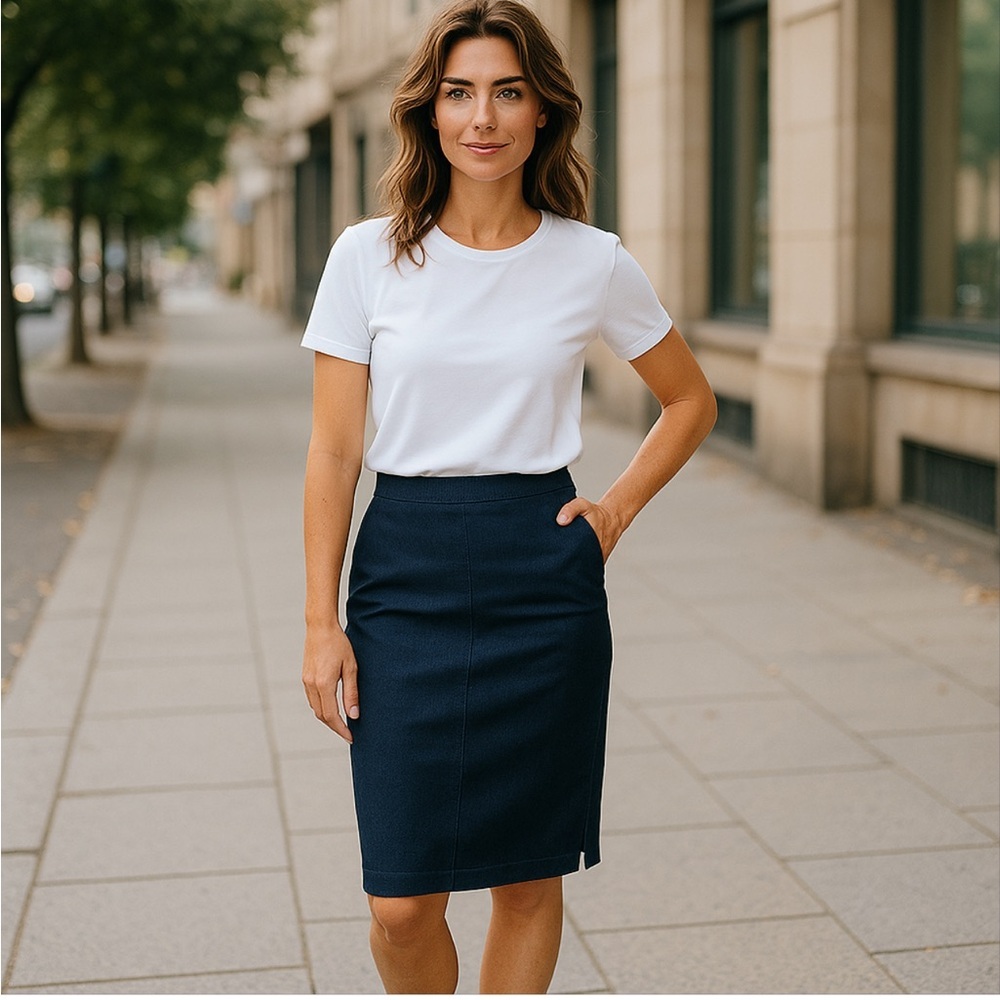 Emanuel Ungaro Navy Blue  Jean  Pencil Skirt